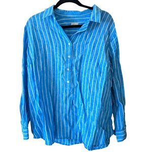 Talbots Linen Popover Tunic Coastal Shirt Size 1X